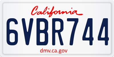 CA license plate 6VBR744