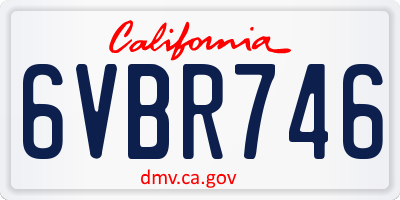 CA license plate 6VBR746