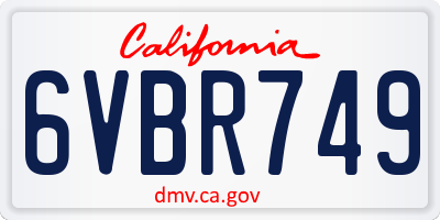 CA license plate 6VBR749