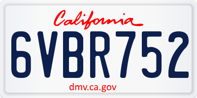 CA license plate 6VBR752