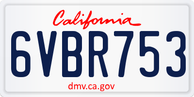 CA license plate 6VBR753