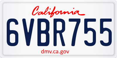 CA license plate 6VBR755
