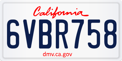 CA license plate 6VBR758
