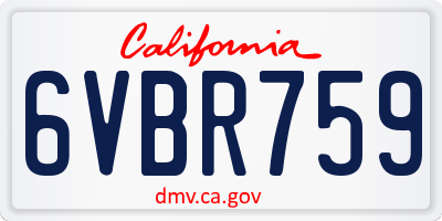 CA license plate 6VBR759