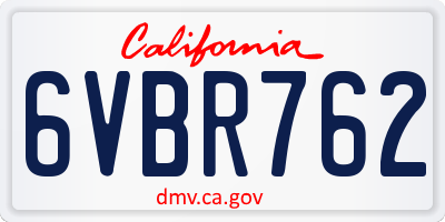 CA license plate 6VBR762