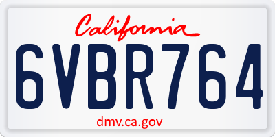 CA license plate 6VBR764