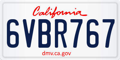 CA license plate 6VBR767
