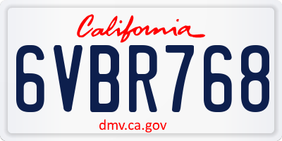 CA license plate 6VBR768