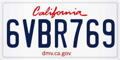 CA license plate 6VBR769