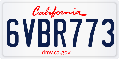 CA license plate 6VBR773