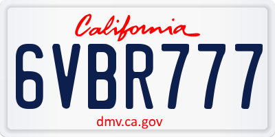 CA license plate 6VBR777