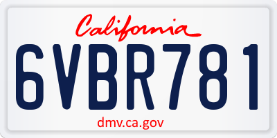 CA license plate 6VBR781