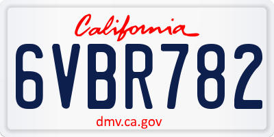 CA license plate 6VBR782