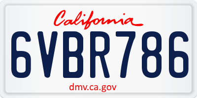 CA license plate 6VBR786