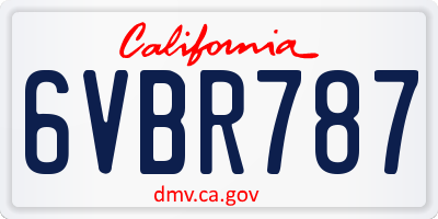 CA license plate 6VBR787