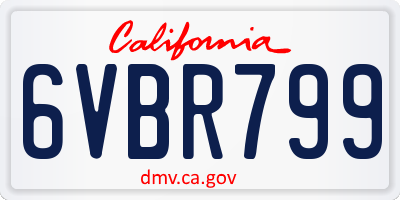CA license plate 6VBR799