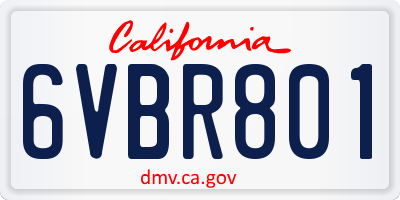 CA license plate 6VBR801