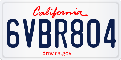 CA license plate 6VBR804