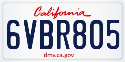 CA license plate 6VBR805