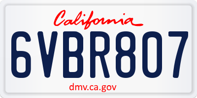 CA license plate 6VBR807