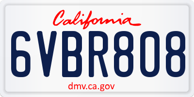 CA license plate 6VBR808