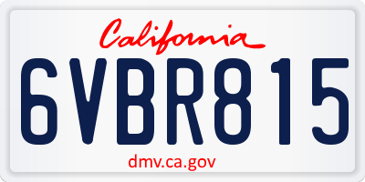 CA license plate 6VBR815
