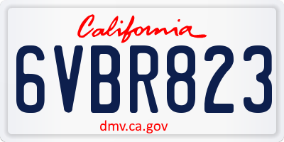 CA license plate 6VBR823