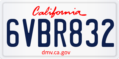 CA license plate 6VBR832