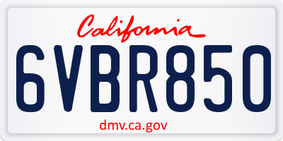 CA license plate 6VBR850
