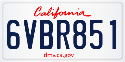 CA license plate 6VBR851