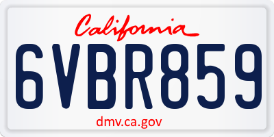 CA license plate 6VBR859
