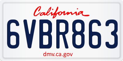 CA license plate 6VBR863