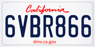 CA license plate 6VBR866