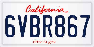 CA license plate 6VBR867