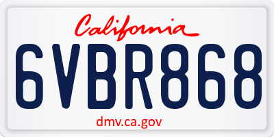 CA license plate 6VBR868