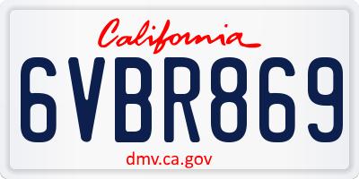 CA license plate 6VBR869