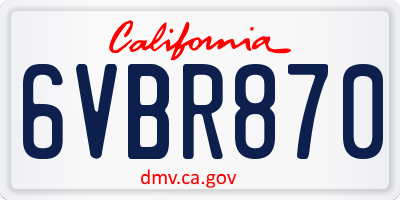CA license plate 6VBR870