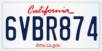CA license plate 6VBR874