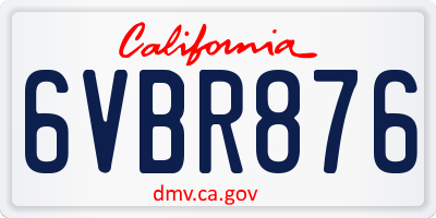 CA license plate 6VBR876