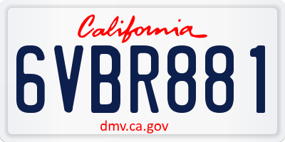 CA license plate 6VBR881