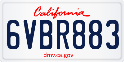CA license plate 6VBR883