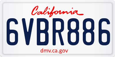 CA license plate 6VBR886