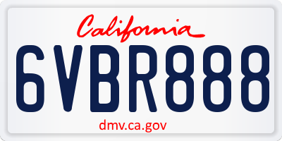 CA license plate 6VBR888