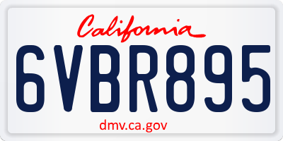 CA license plate 6VBR895