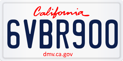 CA license plate 6VBR900