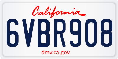 CA license plate 6VBR908