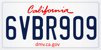 CA license plate 6VBR909