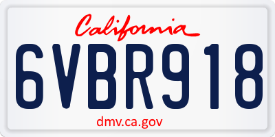 CA license plate 6VBR918