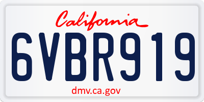 CA license plate 6VBR919