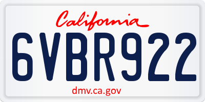 CA license plate 6VBR922